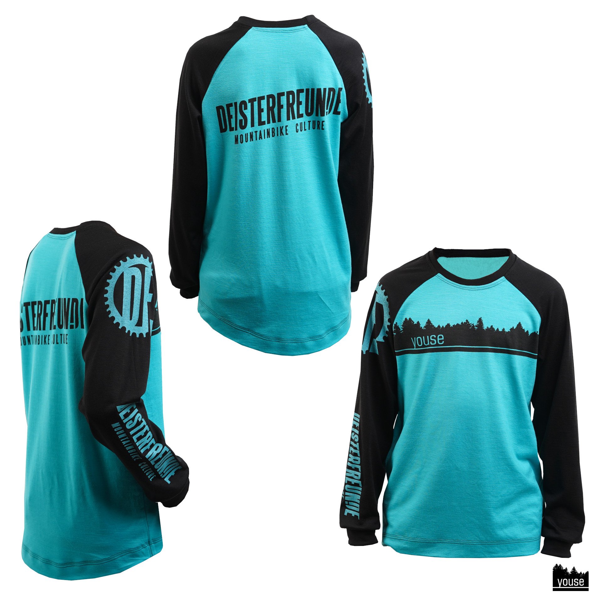 Preview: Kindertrikot Deisterfreunde langarm türkis/schwarz